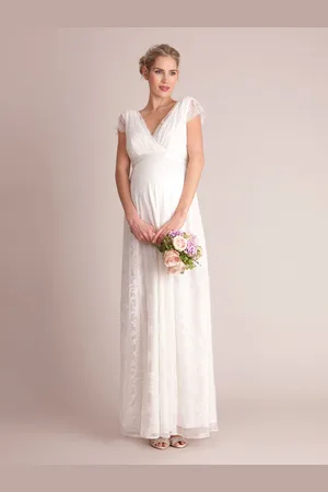 Séraphine Long Lace V-hals Ventetøj Bryllup Kjole38