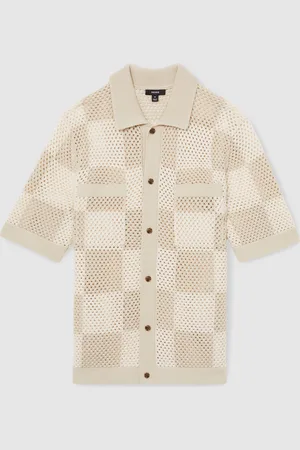 Reiss Alfred Cotton Chequetboard Hæklet SkjorterMiddel
