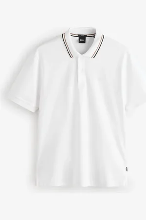 HUGO BOSS Penrose Slim Fit Striped Collar 100% Cotton Polo ShirtL