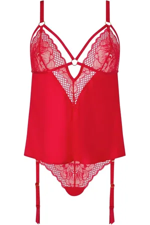 Ann Summers Devotion Satin and Lace Cami Set With SuspenderX-Small