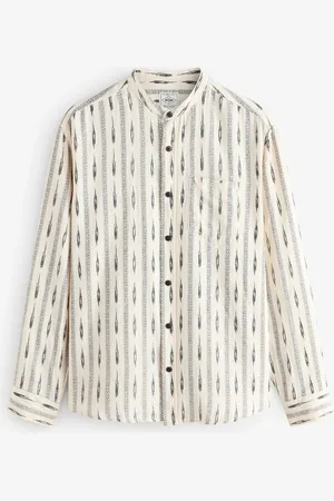 Next Long Sleeve 100% Cotton Printed Shirt with Grandad Collar