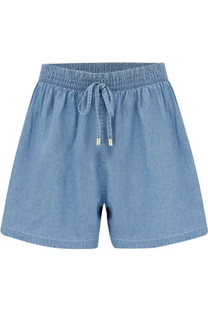 Pour Moi Connie Shirred Stretch Waist Chambray Shorts40