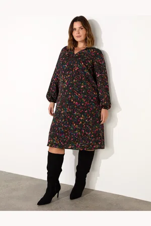 Live Unlimited London Curve Multicolour Ditsy Midi Kjole54