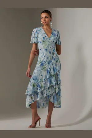 Jolie Moi Mesh Print Frill Hem Midaxi Dress40