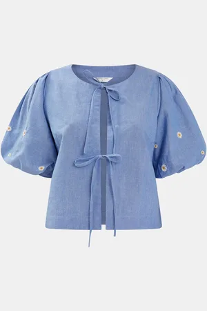 Accessorize Daisy Puff Sleeve Tie 100% Cotton Topsmall