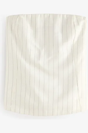 Next Stribet Bandeau Top med Hør