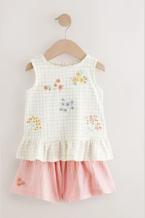 Next Peplum 100% bomuldsvest og shortssæt (3mdr.-7år)110116cm