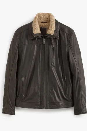 Next Four Pocket Borg Lined Leather JacketXL Reg