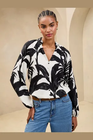 Lipsy London Button Detail Printed Blouse34
