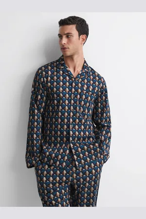 Reiss Thurlow bomuldstrykt cubansk pyjamastopM