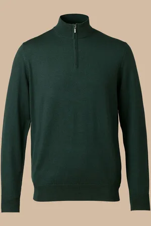 Charles Tyrwhitt Pure Merino Quarter Zip TrøjeXL