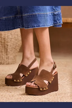 Love & Roses Suede Cross Strap Wedge Clog Sandalseu38