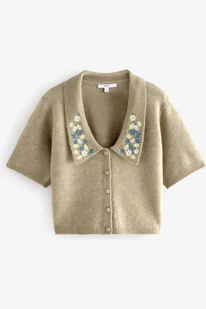 Next Blomster Broderet Kortærmet Collared CardiganXL Reg