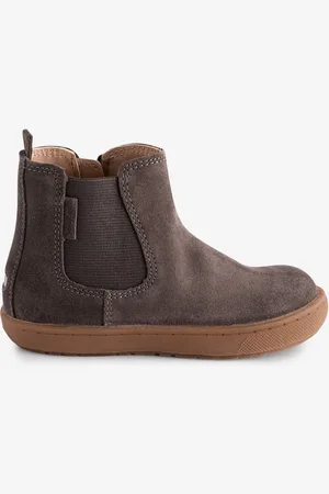 Toezone River Boys Brown Suede Leather Gusset and Zip Boots