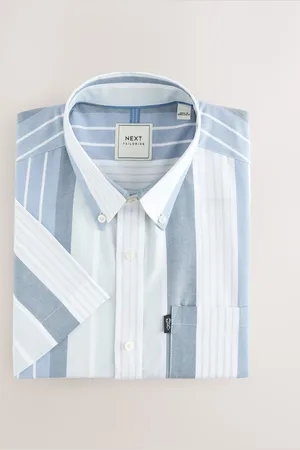 Next Kortærmet Med Button Down Krave Stribet Easy Iron Oxford SkjorterMiddel
