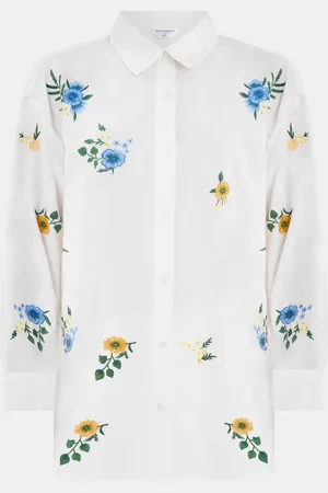 Accessorize Floral Embroidered 100% Cotton Shirtlarge