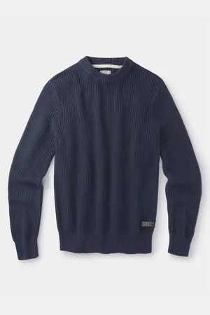 Aubin Blue Martin Ribbed Crew 100% Cotton JumperL