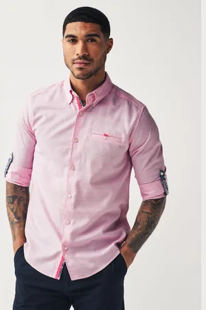 Next 100% Cotton Textured Trimmed Long Sleeve Oxford ShirtXL
