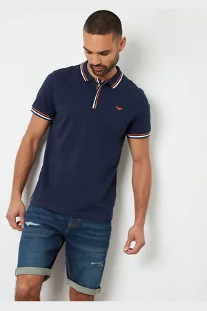 Threadbare 100% Cotton Polo Shirt With Herringbone Detail CollarM