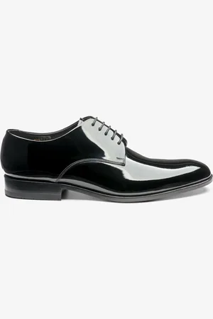 Loake Patent Leather Plain Black Derby Shoes