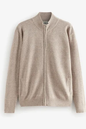 Next Normal pasform Tekstur 100% Bomuld Premium Zip Through TrøjeS Reg