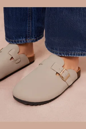 Friends Like These Buckle Faux Suede Comfort Footbed Clogs