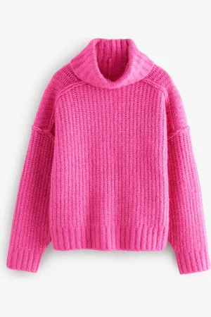 Next Chunky Rib High Roll Neck Knitted Jumper with AlpacaL Reg