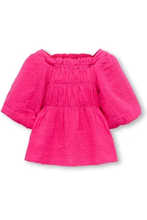 ONLY Pink Gingham Short Sleeve Puff Sleeve Blouse158164cm