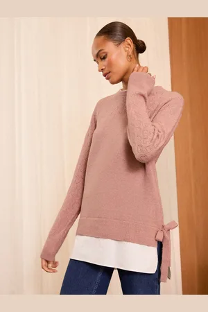Love & Roses 2 in 1 Shirt Bobble Stitch Knitted Jumper38