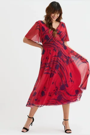 Scarlett & Jo Victoria Angel Sleeve Mesh Midi Long Kjole50