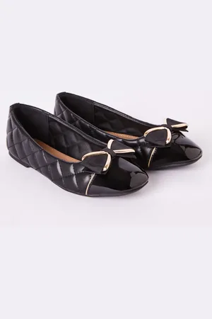 Lipsy London Kunstlæder Flad Slip On Quilted Sløjfe Ballerina Skole Sko