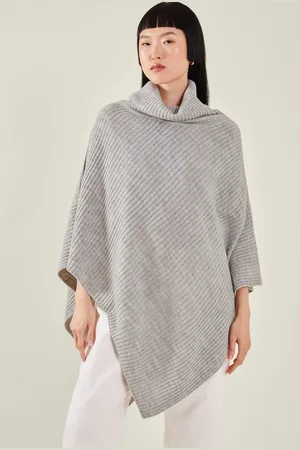 Accessorize Roll Neck Rib Knit PonchoEn