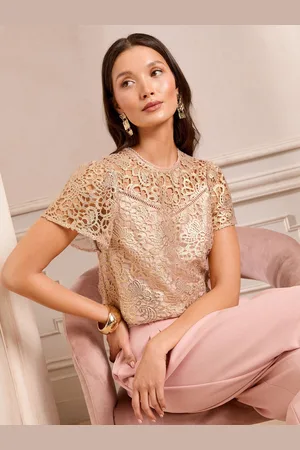 Love & Roses Short Sleeve Lace Shell Top46