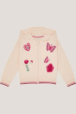 Monsoon Floral Butterfly Embroidered Zip-Up 100% Cotton Hoodie122128cm