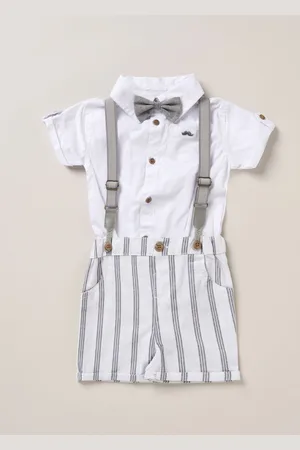 Little Gent Bodysuit Shirt Shorts and Braces Outfit Set9298cm
