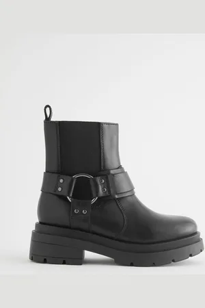 Next Leather Chunky Biker Boots