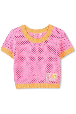 Billieblush Pink Crochet Short Sleeve T-Shirt With Contrast Colour Detail140146cm