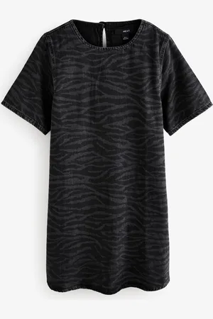 Next 100% Bomuld Kortærmet Denim T-shirt KjoleS Høj