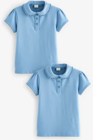 Next Bomuld Stræk Frill Collar Skole Polo Toppe 2 Pakke (3-16år)8 år ( 128 cm)