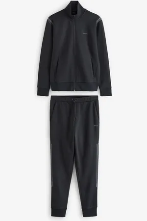 HUGO BOSS Stripe Insert Stretch Zip Neck 100% Cotton Sweatshirt and Joggers Tracksuit SetXL