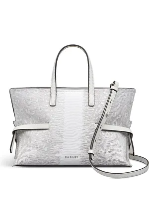 Radley Small Fleet Street Faux Fur Lizard Print Open Top White Cross-Body Bagen