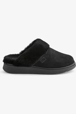 FitFlop Gen-FF Shearling Collar Suede Black Slippers