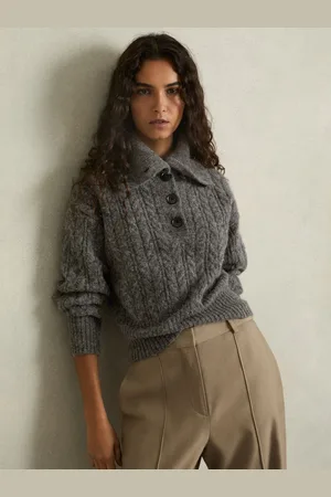 Reiss Etta Cropped Cable-Knit Jumper With MohairS