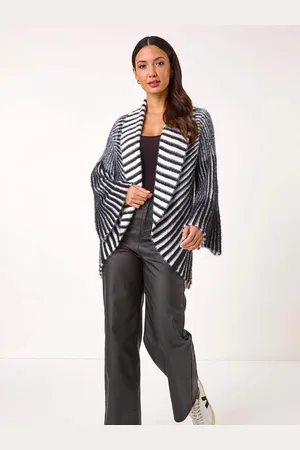 Roman Shawl Fluffy Striped Knit Cardigan48
