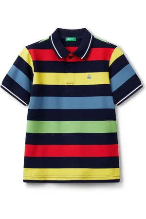 Benetton Drenge Pique Stribet 100% Bomuld Polo-skjorter7 - 8 år (122 - 128cm)