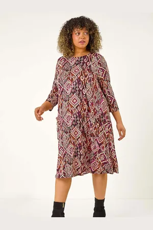 Roman Curve Aztec Style Tryk Pocket Swing Kjole