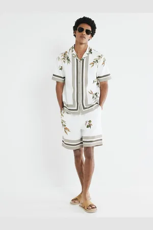River Island Olive Border Revere Shirtlarge
