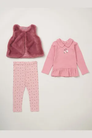 LILY & JACK Faux Fur Gilet 100% Cotton Top and Leggings Outfit Set1 Year (80cm)