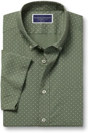 Charles Tyrwhitt Slim Fit Non-Iron Spot Print 100% Cotton ShirtL