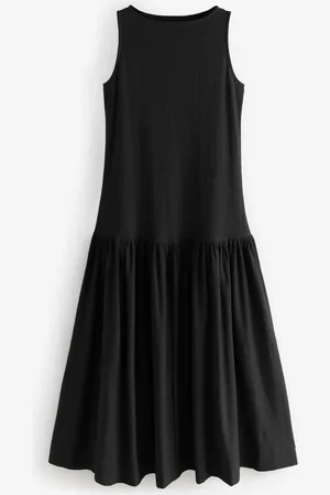 Next Sleeveless Drop Waist 100% Cotton Crew Neck Midi Dress42 Høj